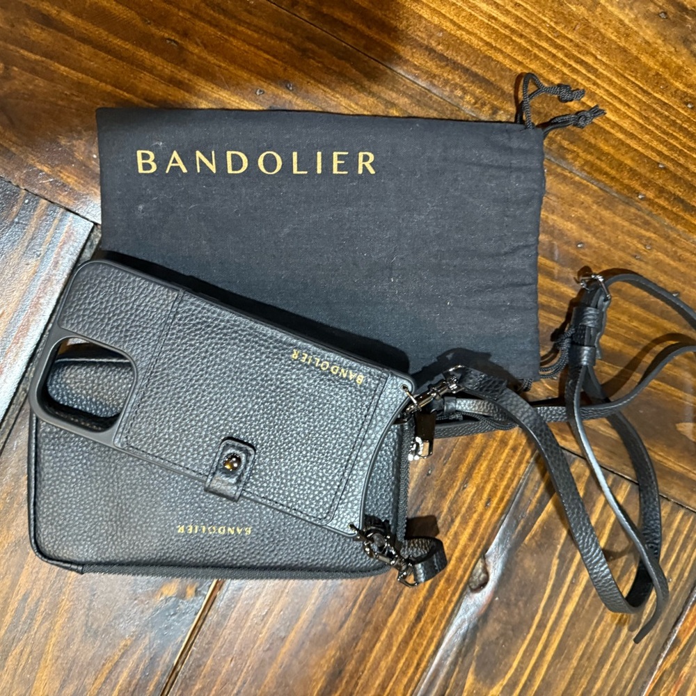 Bandolier Black Textured Phone Case with Strap